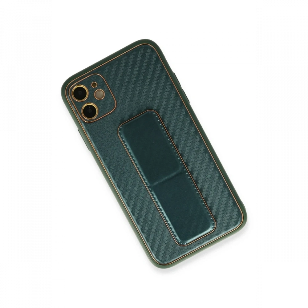 Newface Apple iPhone 12 Kılıf Coco Karbon Standlı Kapak