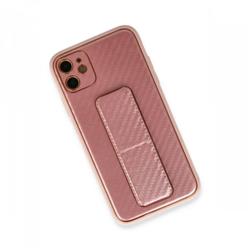Newface Apple iPhone 12 Kılıf Coco Karbon Standlı Kapak