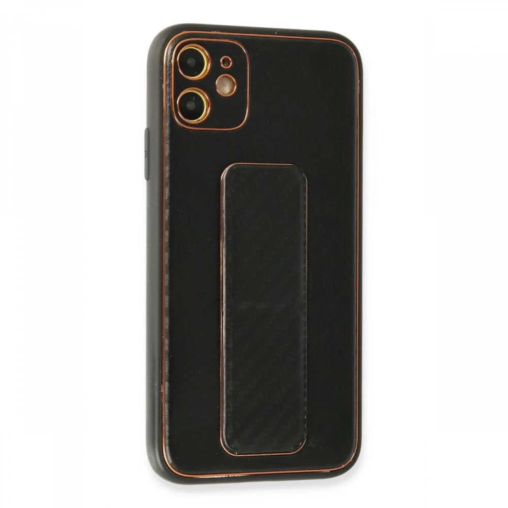 Newface Apple iPhone 12 Kılıf Coco Karbon Standlı Kapak