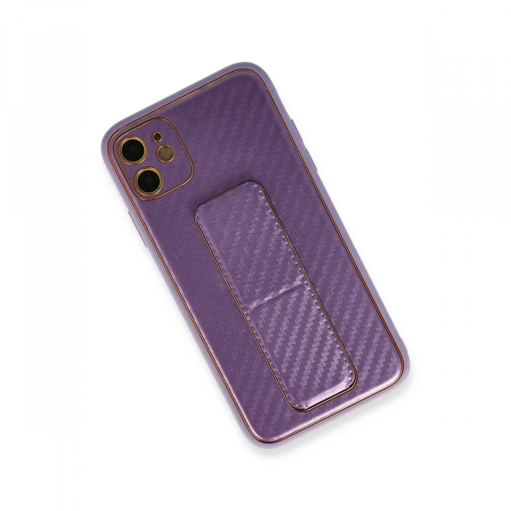 Newface Apple iPhone 12 Kılıf Coco Karbon Standlı Kapak
