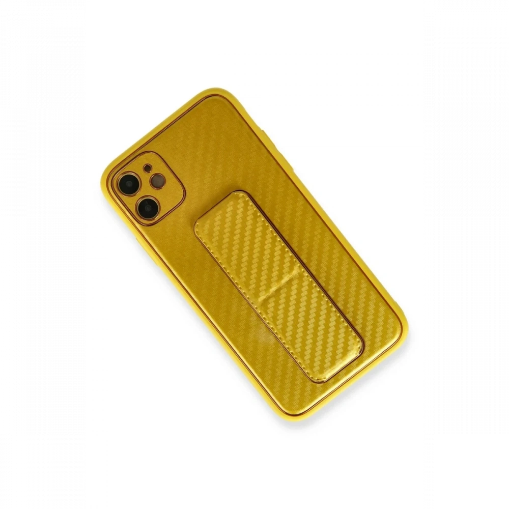 Newface Apple iPhone 12 Kılıf Coco Karbon Standlı Kapak