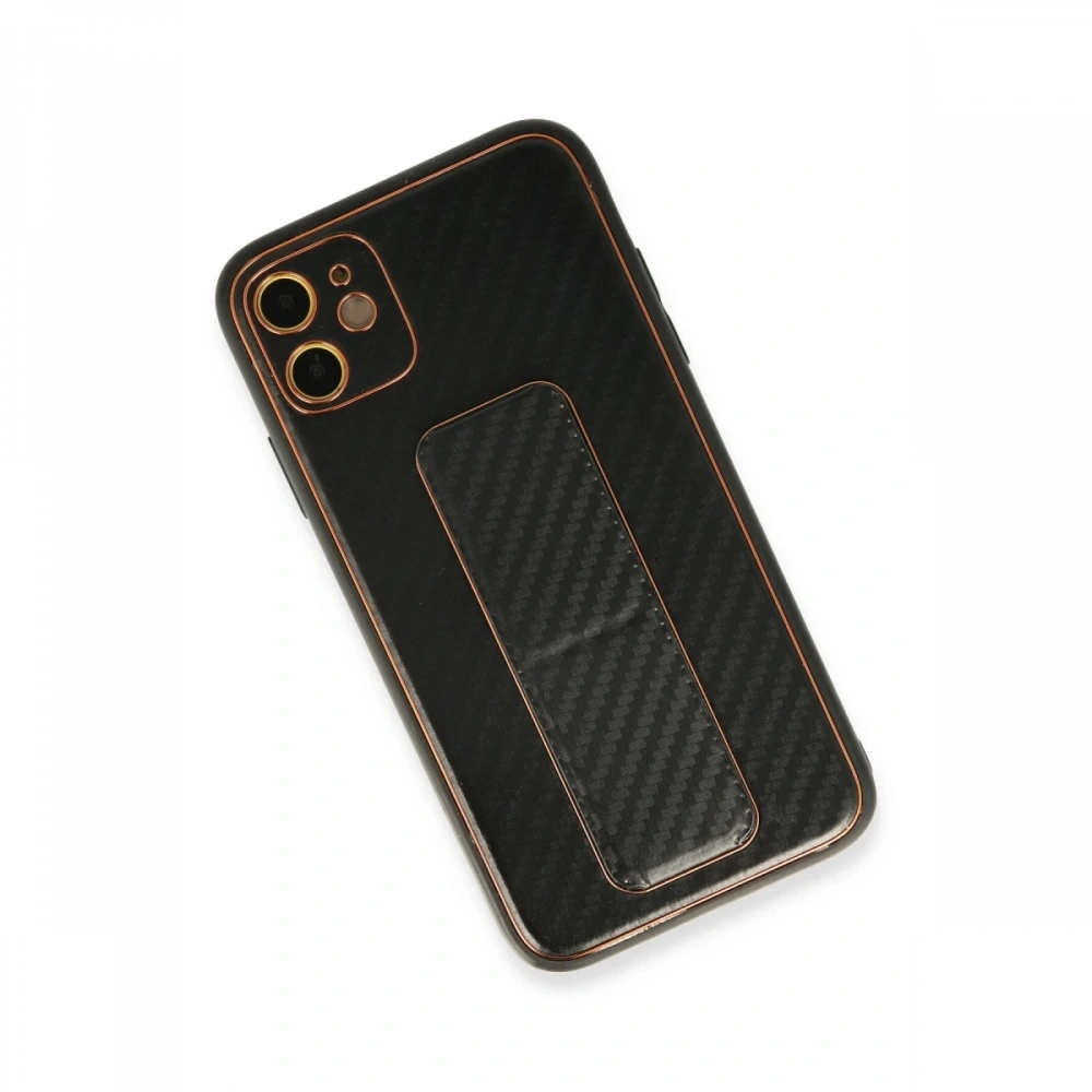 Newface Apple iPhone 12 Kılıf Coco Karbon Standlı Kapak