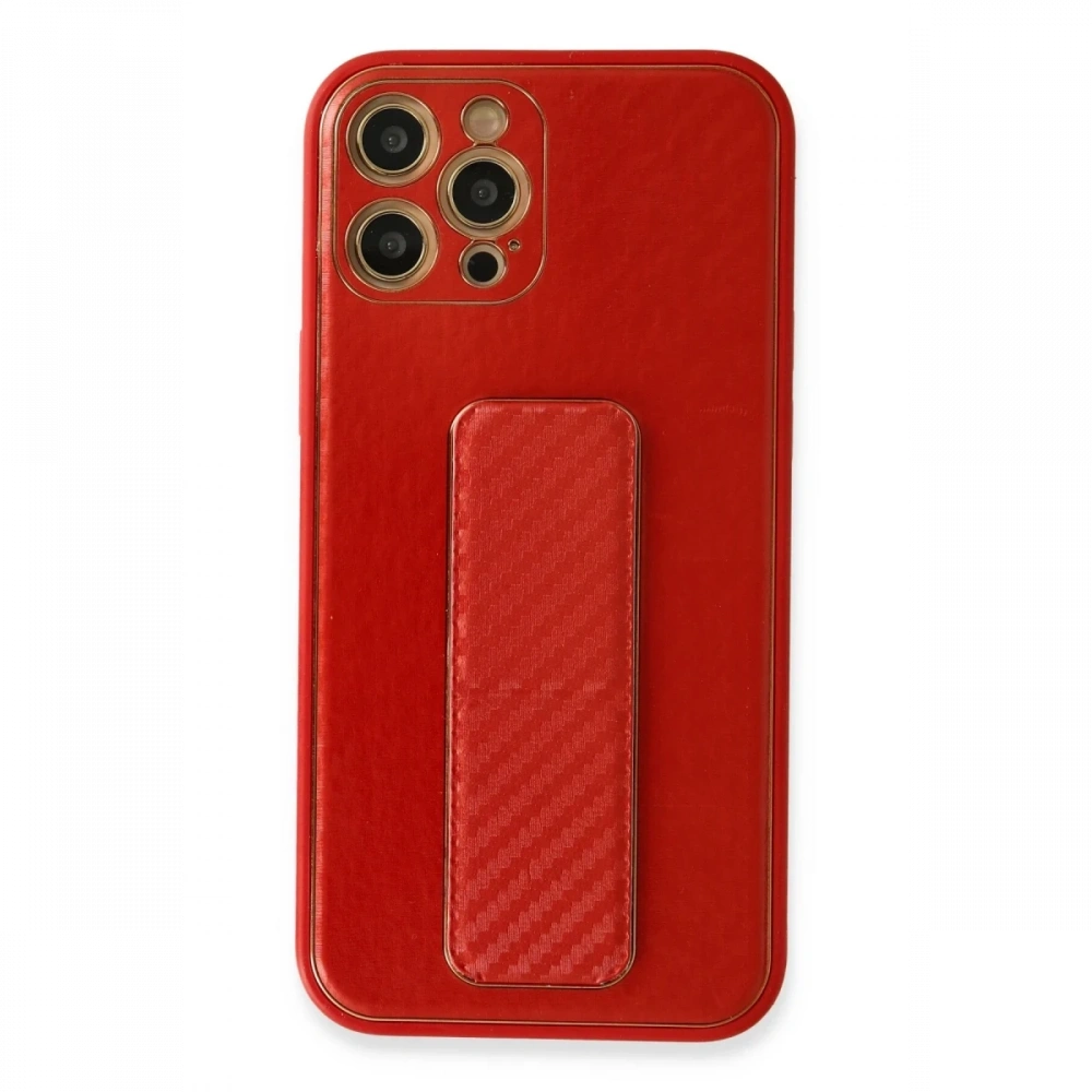 Newface Apple iPhone 12 Pro Kılıf Coco Karbon Standlı Kapak