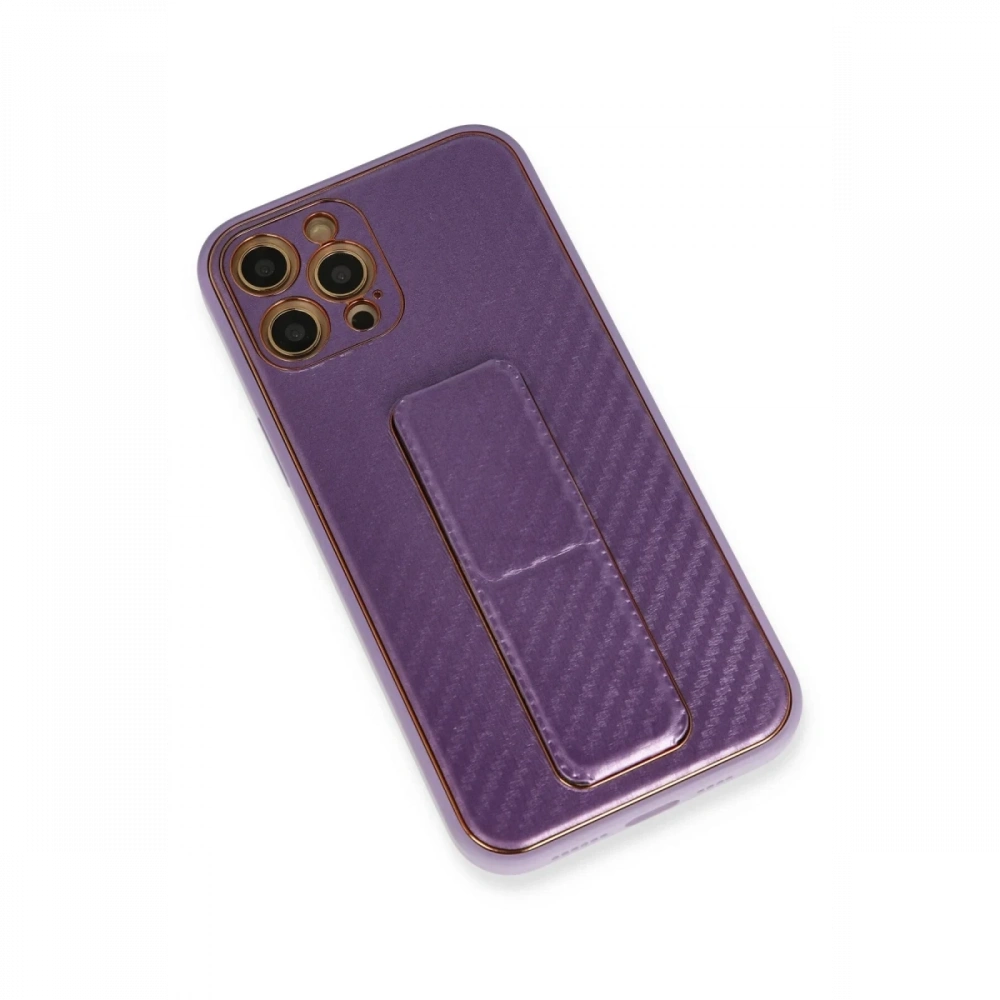Newface Apple iPhone 12 Pro Kılıf Coco Karbon Standlı Kapak