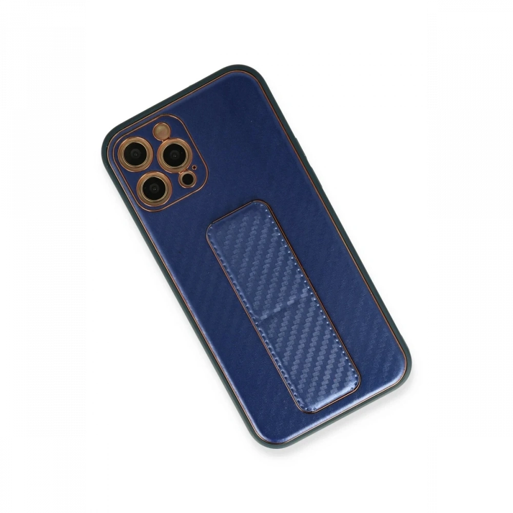 Newface Apple iPhone 12 Pro Kılıf Coco Karbon Standlı Kapak