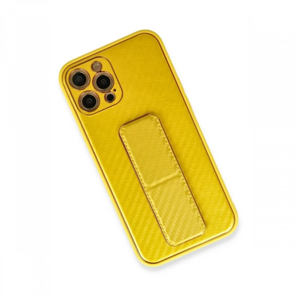 Newface Apple iPhone 12 Pro Kılıf Coco Karbon Standlı Kapak