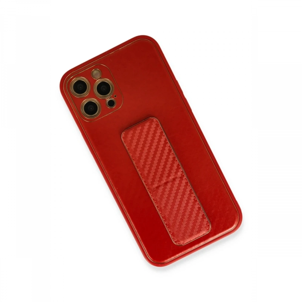 Newface Apple iPhone 12 Pro Max Kılıf Coco Karbon Standlı Kapak