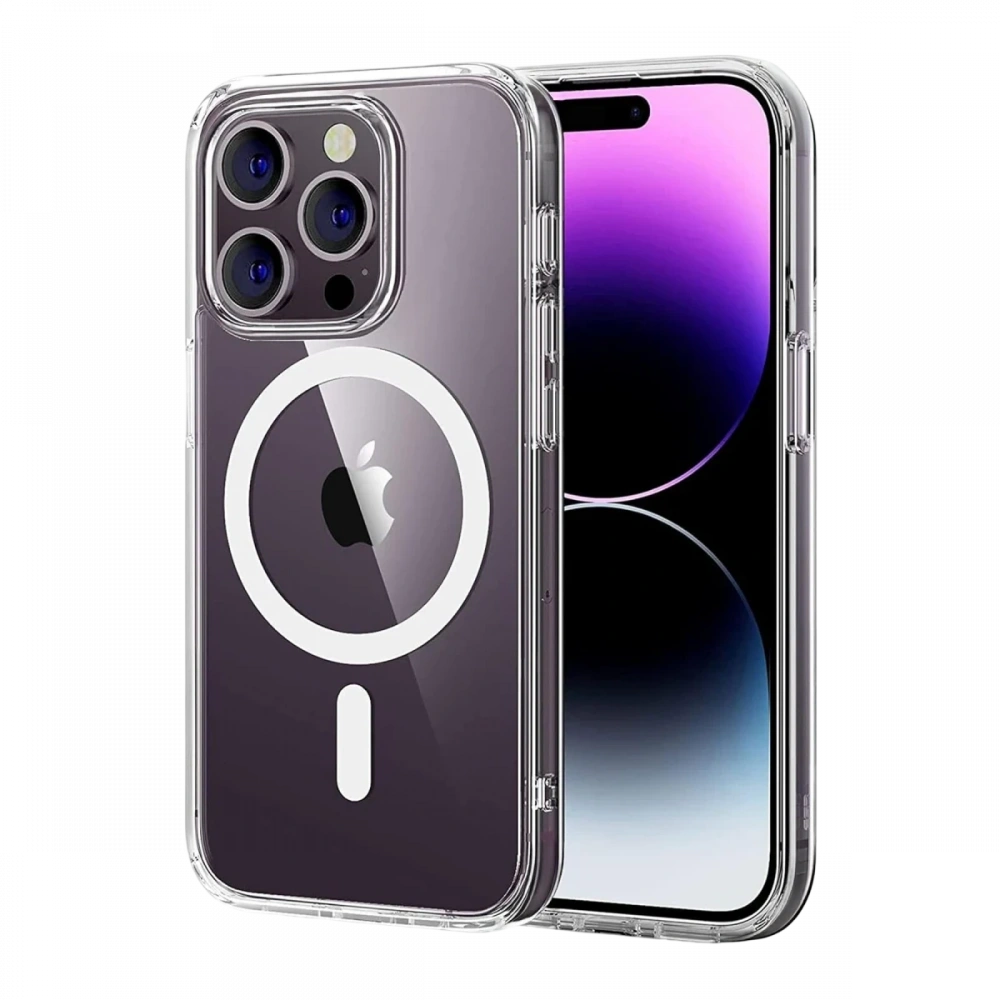 Newface Apple iPhone 14 Pro Max Combo Sert Şeffaf Magsafe Kapak - Şeffaf