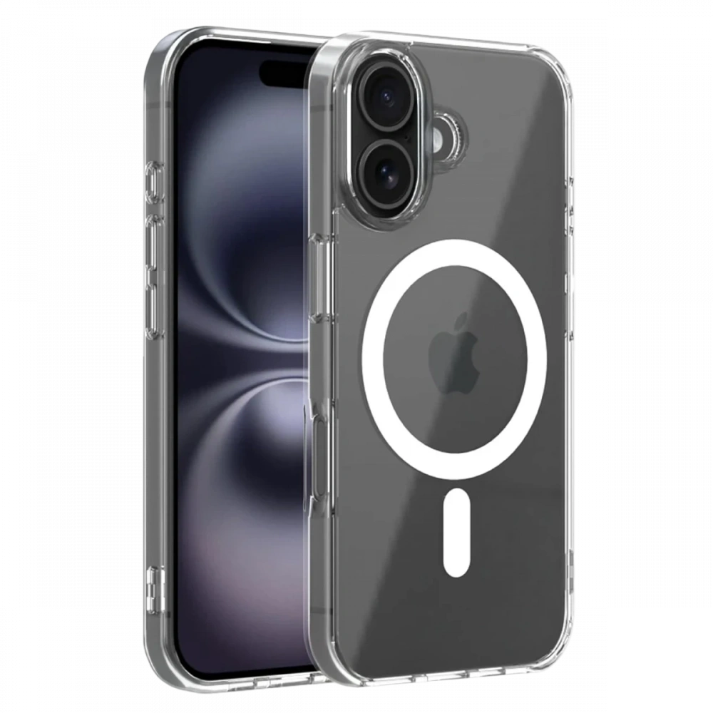 Newface Apple iPhone 16 Combo Sert Şeffaf Magsafe Kapak - Şeffaf