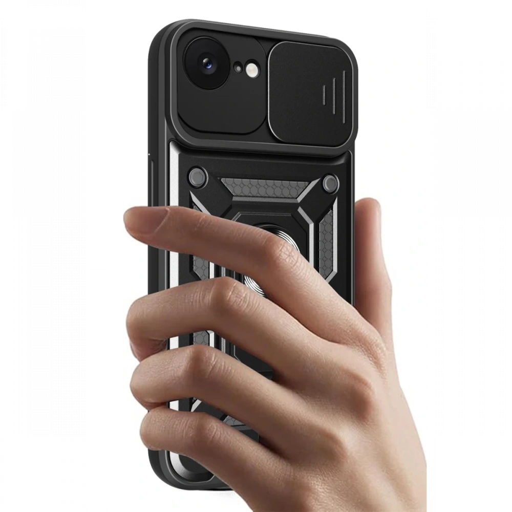 Newface Apple iPhone 16E Kılıf Pars Lens Yüzüklü Silikon
