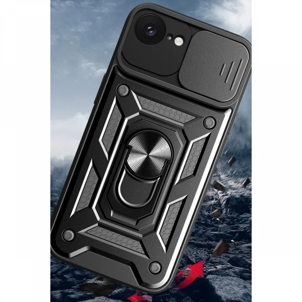 Newface Apple iPhone 16E Kılıf Pars Lens Yüzüklü Silikon