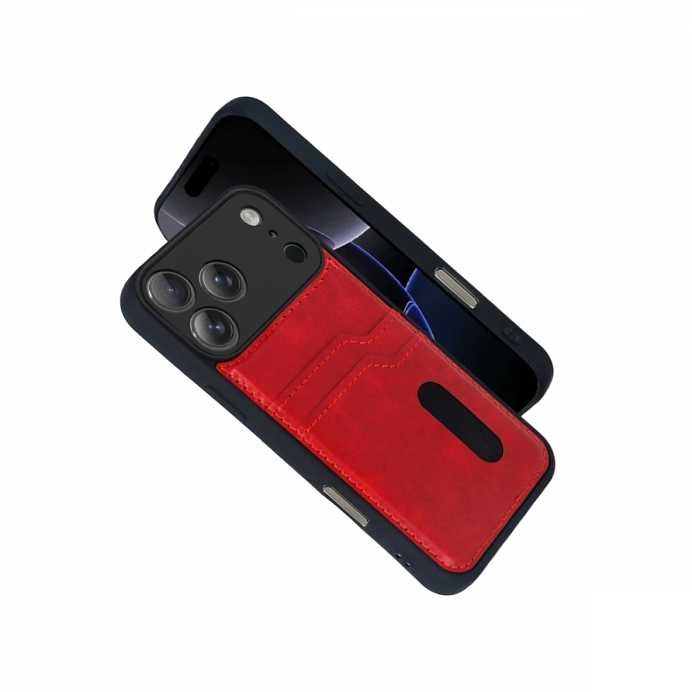 Newface Apple iPhone 17 Pro Max Sara Kartvizitli Deri Kılıf