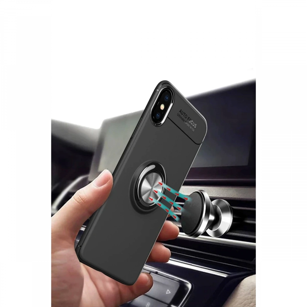 Newface Apple iPhone XS Max Kılıf Range Yüzüklü Silikon