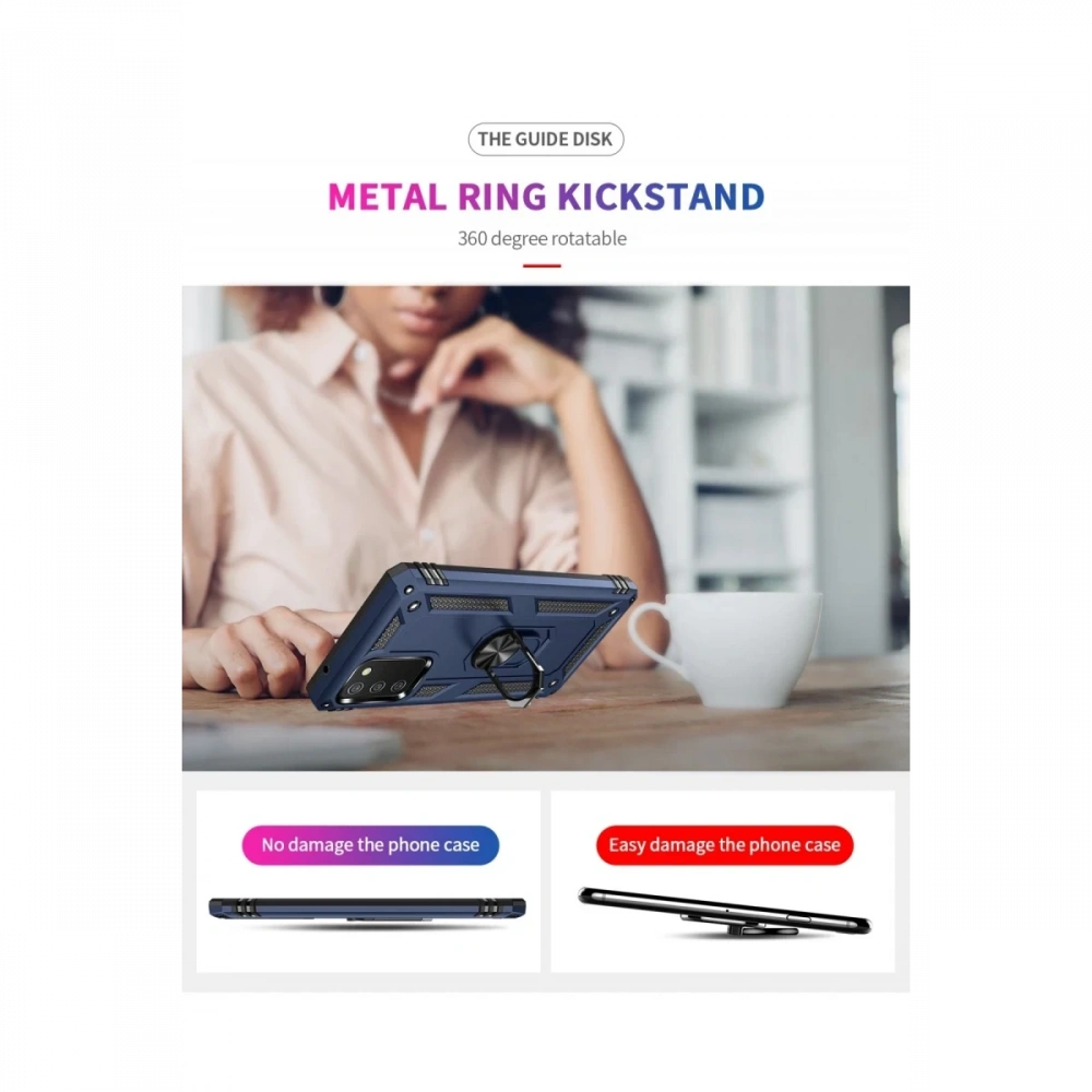 Newface Samsung Galaxy A03S Kılıf Sofya Yüzüklü Silikon Kapak