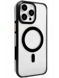 Joko Apple iPhone 15 Pro Max Gleam PC Sert Magsafe Kılıf - Şeffaf-Siyah
