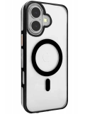 Joko Apple iPhone 16 Gleam PC Sert Magsafe Kılıf - Şeffaf-Siyah
