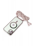 Newface Apple iPhone 11 Kılıf Divo Lazer Askılı Magsafe Kapak - Pembe