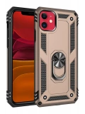 Newface Apple iPhone 11 Kılıf Sofya Yüzüklü Silikon Kapak - Gold