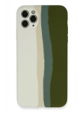 Newface Apple iPhone 11 Pro Kılıf Ebruli Lansman Silikon - Beyaz-Yeşil