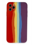 Newface Apple iPhone 11 Pro Kılıf Ebruli Lansman Silikon - Kırmızı-Mor