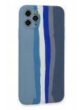 Newface Apple iPhone 11 Pro Kılıf Ebruli Lansman Silikon - Mavi-Gri