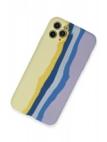 Newface Apple iPhone 11 Pro Kılıf Ebruli Lansman Silikon - Sarı-Lila