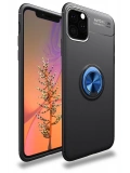 Newface Apple iPhone 11 Pro Kılıf Range Yüzüklü Silikon - Siyah-Mavi