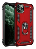 Newface Apple iPhone 11 Pro Kılıf Sofya Yüzüklü Silikon Kapak - Kırmızı