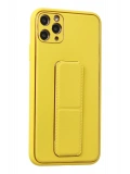 Newface Apple iPhone 11 Pro Max Kılıf Coco Deri Standlı Kapak - Sarı