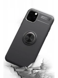 Newface Apple iPhone 11 Pro Max Kılıf Range Yüzüklü Silikon - Siyah-Kırmızı