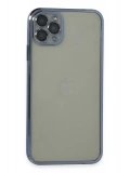 Newface Apple iPhone 11 Pro Max Kılıf Razer Lensli Silikon - Açık Mavi