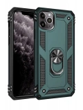 Newface Apple iPhone 11 Pro Max Kılıf Sofya Yüzüklü Silikon Kapak - Yeşil