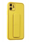 Newface Apple iPhone 12 Kılıf Coco Deri Standlı Kapak - Sarı