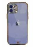 Newface Apple iPhone 12 Kılıf Liva Taşlı Silikon - Mor