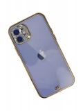 Newface Apple iPhone 12 Kılıf Liva Taşlı Silikon - Mor