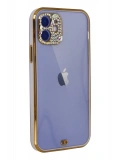 Newface Apple iPhone 12 Kılıf Liva Taşlı Silikon - Mor