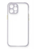 Newface Apple iPhone 12 Kılıf Miami Şeffaf Silikon - Lila
