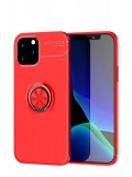 Newface Apple iPhone 12 Kılıf Range Yüzüklü Silikon - Kırmızı