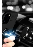 Newface Apple iPhone 12 Kılıf Range Yüzüklü Silikon - Mavi