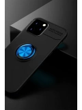 Newface Apple iPhone 12 Kılıf Range Yüzüklü Silikon - Siyah-Mavi