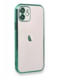 Newface Apple iPhone 12 Kılıf Razer Lensli Silikon - Yeşil