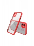 Newface Apple iPhone 12 Mini Kılıf Miami Şeffaf Silikon - Kırmızı