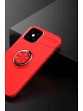 Newface Apple iPhone 12 Mini Kılıf Range Yüzüklü Silikon - Kırmızı
