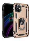 Newface Apple iPhone 12 Mini Kılıf Sofya Yüzüklü Silikon Kapak - Gold
