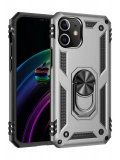 Newface Apple iPhone 12 Mini Kılıf Sofya Yüzüklü Silikon Kapak - Gümüş