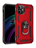 Newface Apple iPhone 12 Mini Kılıf Sofya Yüzüklü Silikon Kapak - Kırmızı