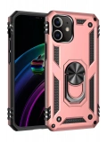 Newface Apple iPhone 12 Mini Kılıf Sofya Yüzüklü Silikon Kapak - Rose