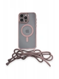 Newface Apple iPhone 12 Pro Kılıf Divo Lazer Askılı Magsafe Kapak - Pembe