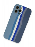 Newface Apple iPhone 12 Pro Kılıf Ebruli Lansman Silikon - Mavi-Gri