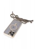 Newface Apple iPhone 12 Pro Max Kılıf Divo Lazer Askılı Magsafe Kapak - Gold